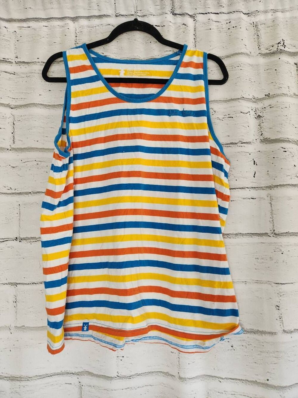 Dutch Brothers Colorful Striped 100% Cotton Tank Top Summer Otange Blue